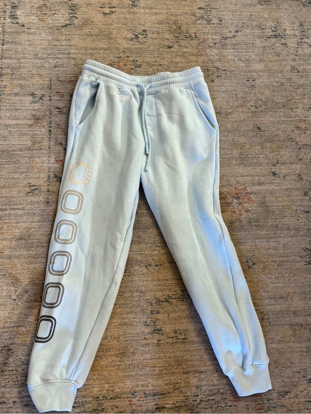 Over time, Light Blue Sweatpants with Side Logo